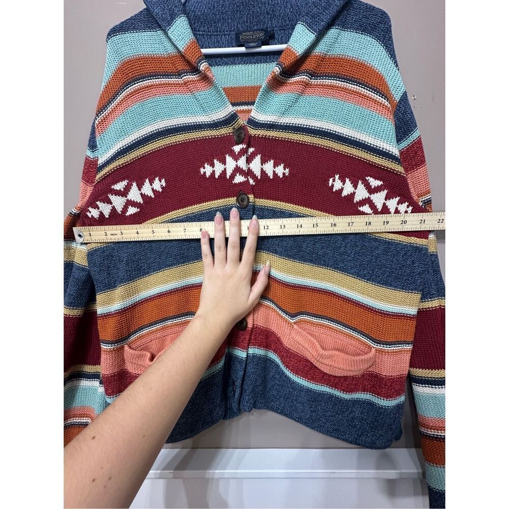 Pendleton Multi Stripe Shawl Button Up Cardigan W… - image 8